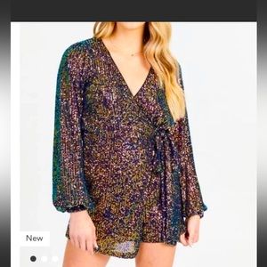 Altar’d State Carmella Sequin Romper - Midnight - Large